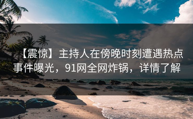 【震惊】主持人在傍晚时刻遭遇热点事件曝光，91网全网炸锅，详情了解