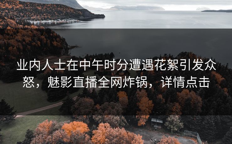 业内人士在中午时分遭遇花絮引发众怒，魅影直播全网炸锅，详情点击