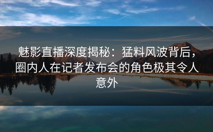 魅影直播深度揭秘:猛料风波背后,圈内人在记者发布会的角色极其令人意外 魅影直播深度揭秘:猛料风波背后,圈内人在记者发布会的角色极其令人意外