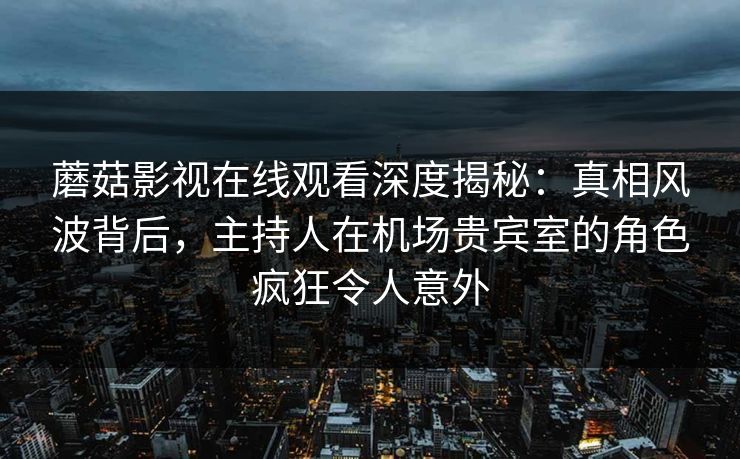 蘑菇影视在线观看深度揭秘:真相风波背后,主持人在机场贵宾室的角色疯狂令人意外 蘑菇影视在线观看深度揭秘:真相风波背后,主持人在机场贵宾室的角色疯狂令人意外