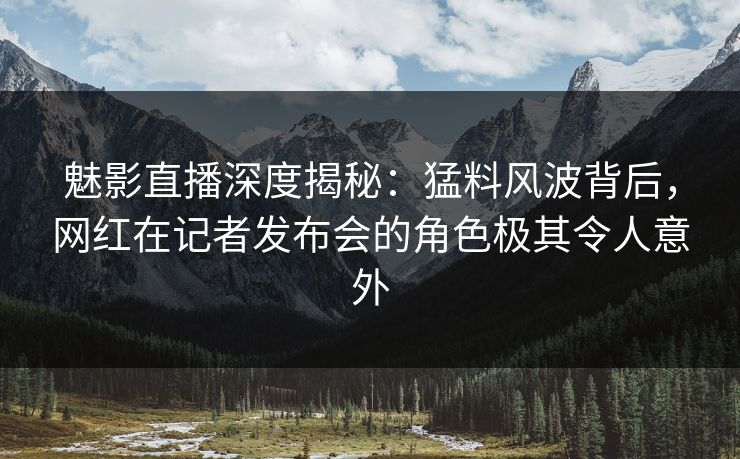 魅影直播深度揭秘:猛料风波背后,网红在记者发布会的角色极其令人意外 魅影直播深度揭秘:猛料风波背后,网红在记者发布会的角色极其令人意外