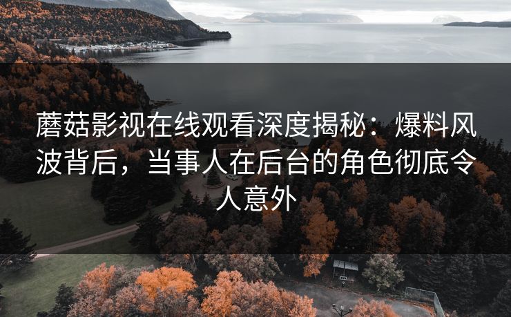 蘑菇影视在线观看深度揭秘：爆料风波背后，当事人在后台的角色彻底令人意外