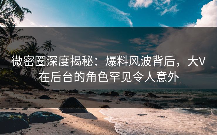 微密圈深度揭秘：爆料风波背后，大V在后台的角色罕见令人意外