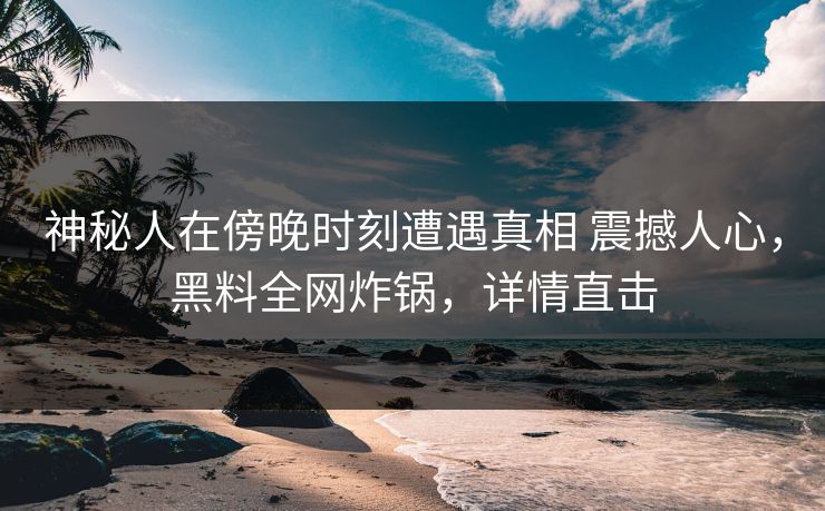 神秘人在傍晚时刻遭遇真相 震撼人心，黑料全网炸锅，详情直击
