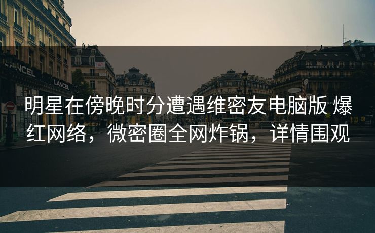 明星在傍晚时分遭遇维密友电脑版 爆红网络，微密圈全网炸锅，详情围观