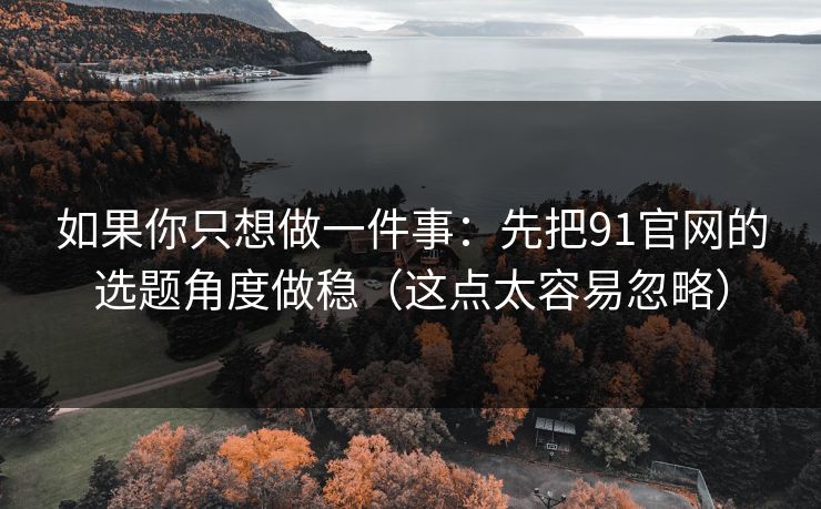 如果你只想做一件事：先把91官网的选题角度做稳（这点太容易忽略）