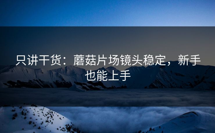 只讲干货：蘑菇片场镜头稳定，新手也能上手